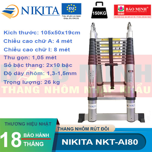 Thang Nhôm Rút Đôi NIKITA NKT-AI80 (8m)